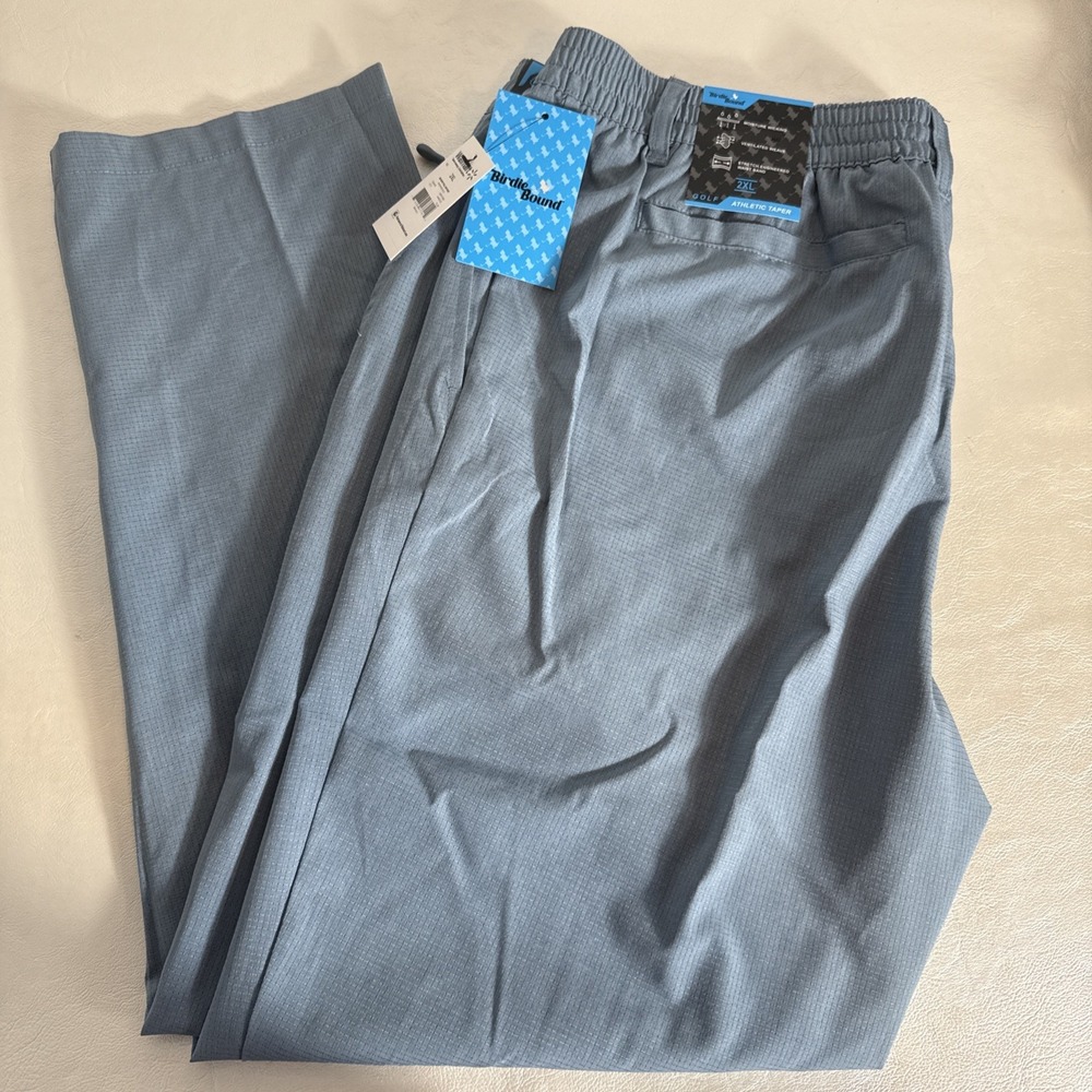 Birdie Bound Golf Pants Mens 2XL Blue Stretch Waist Athletic Taper Casual NWT